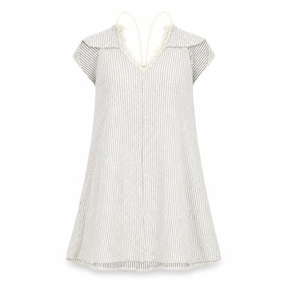 Zara Womens Beige Striped Viscose A-Line Size M V-Neck Pullover