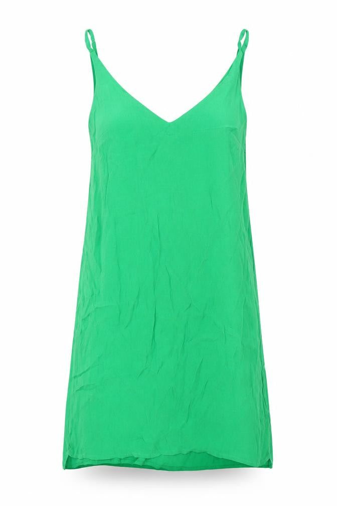 Topshop Womens Green Polyester Tank Dress Size 6 V-Neck Pullover