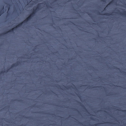 Per Una Womens Blue Cotton Basic Button-Up Size 12 Round Neck