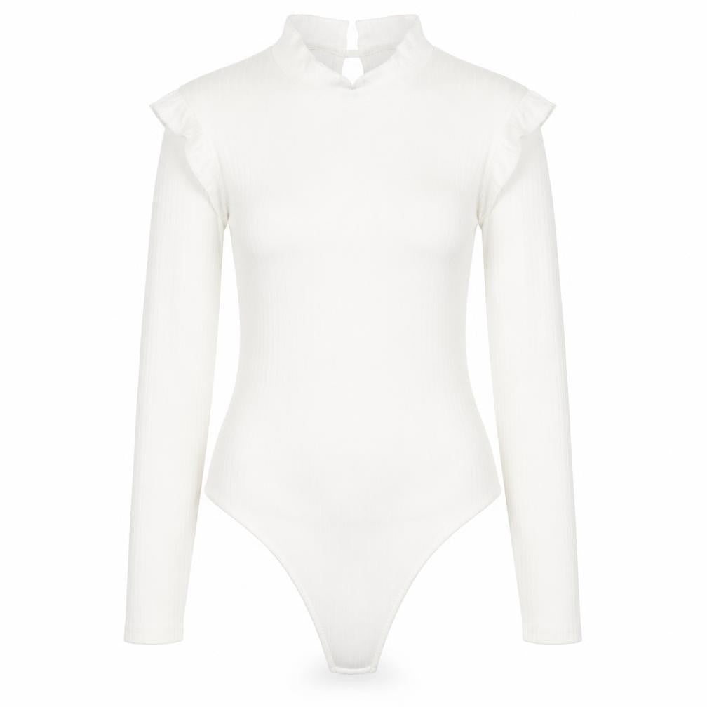 Boohoo Womens White Polyester Bodysuit One-Piece Size 10 Snap