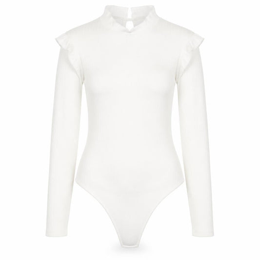 Boohoo Womens White Polyester Bodysuit One-Piece Size 10 Snap