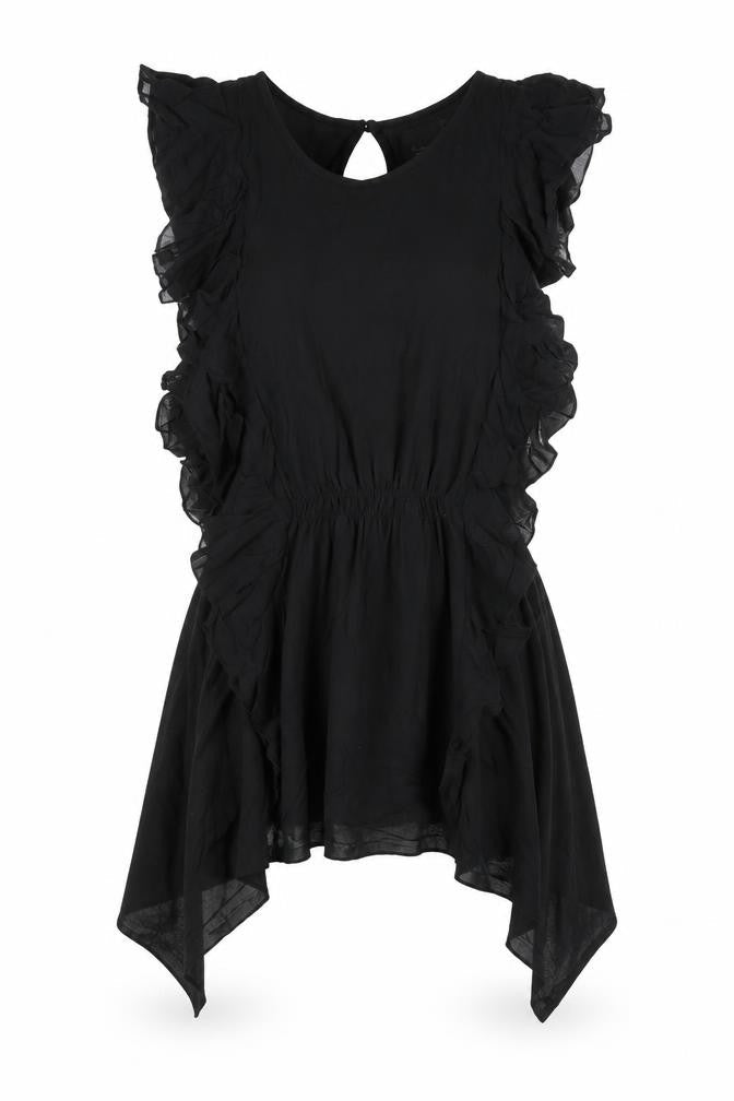 Zara Womens Black Viscose A-Line Size M Round Neck Button