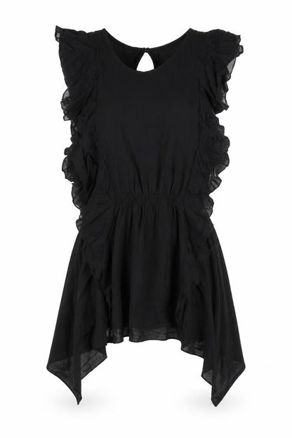 Zara Womens Black Viscose A-Line Size M Round Neck Button
