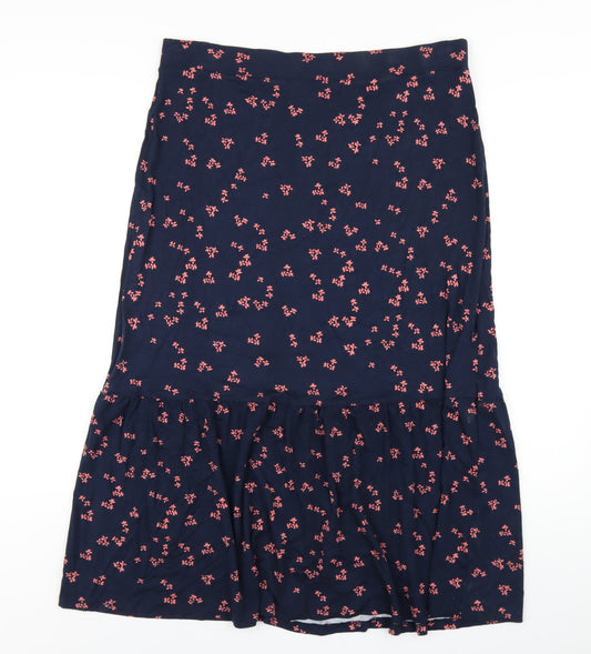 Marks and Spencer Womens Blue Geometric Viscose Trumpet Skirt Size 16
