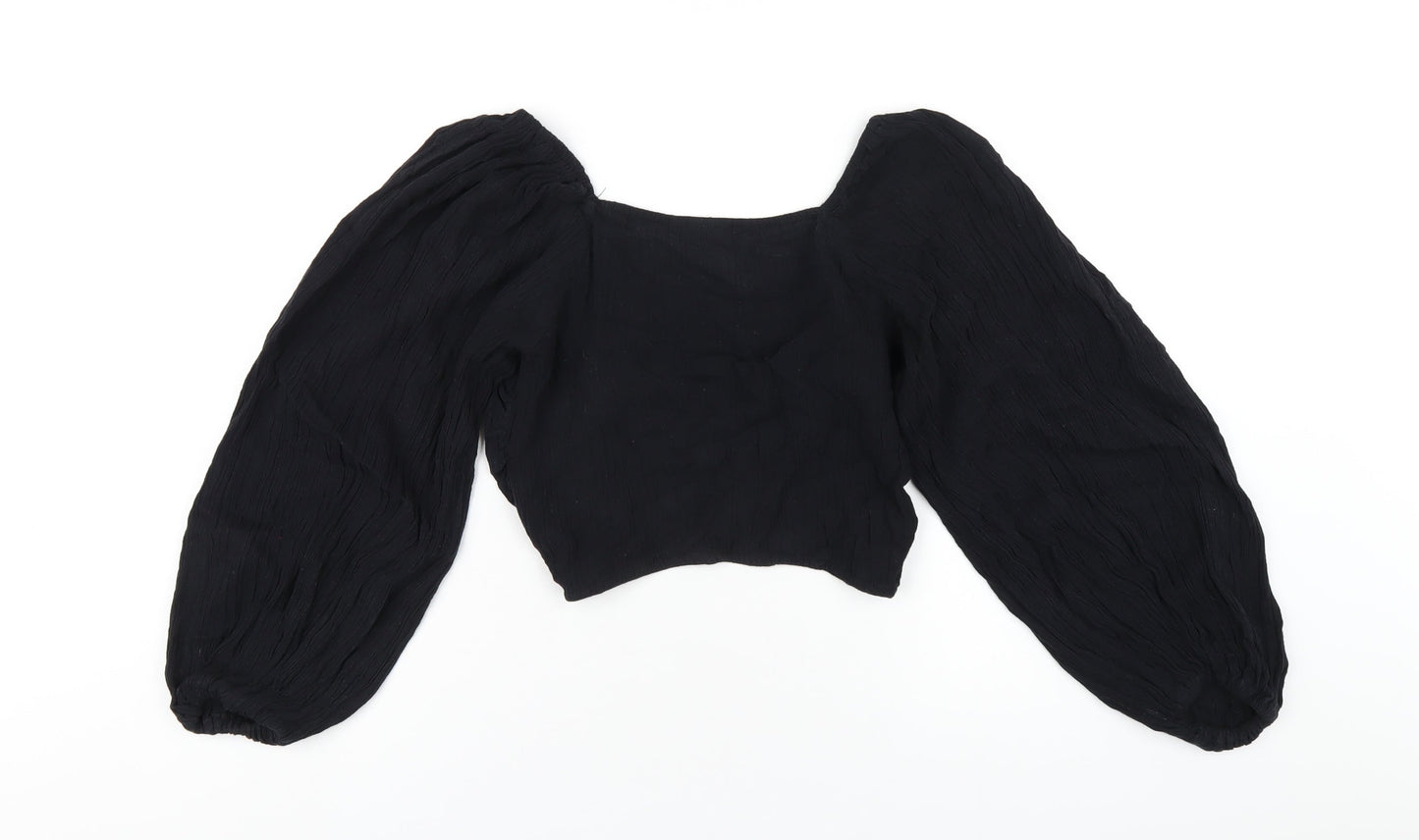 ASOS Womens Black Cotton Cropped T-Shirt Size 2 V-Neck