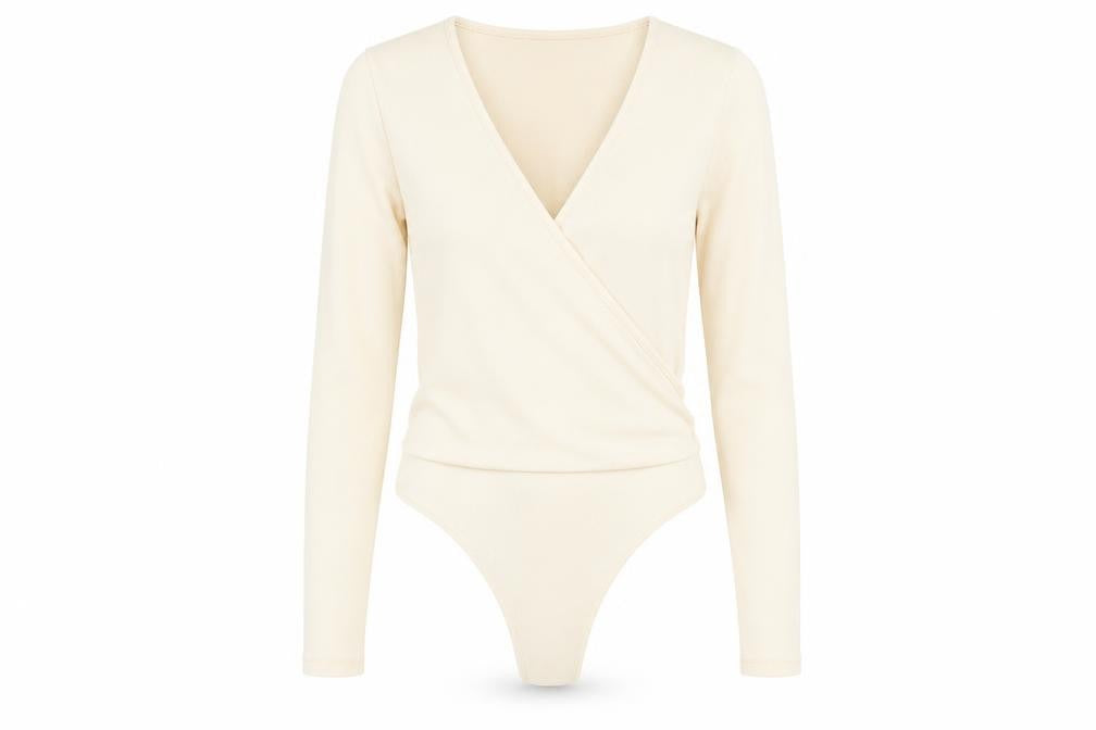 In the Style Womens Ivory Polyester Bodysuit One-Piece Size 8 Snap