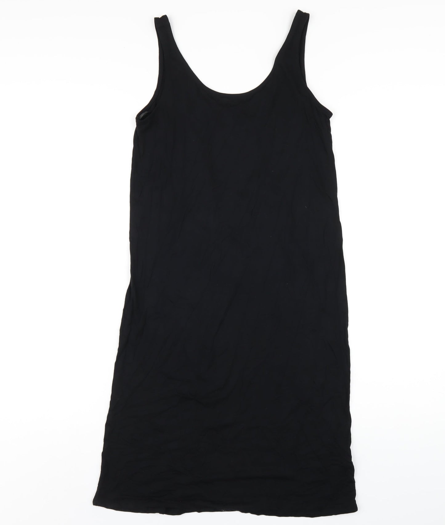 Marks and Spencer Womens Black Viscose Tank Dress Size S Scoop Neck Pullover