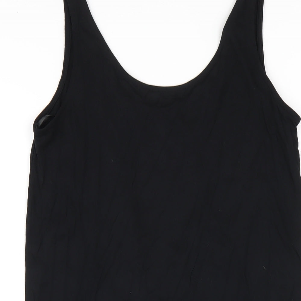 Marks and Spencer Womens Black Viscose Tank Dress Size S Scoop Neck Pullover