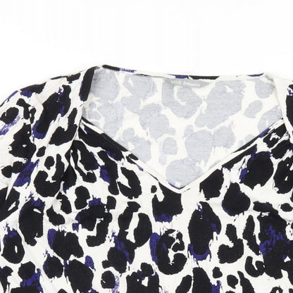 Marks & Spencer Womens Multicoloured Geometric Viscose Basic T-Shirt Size 10 V-Neck