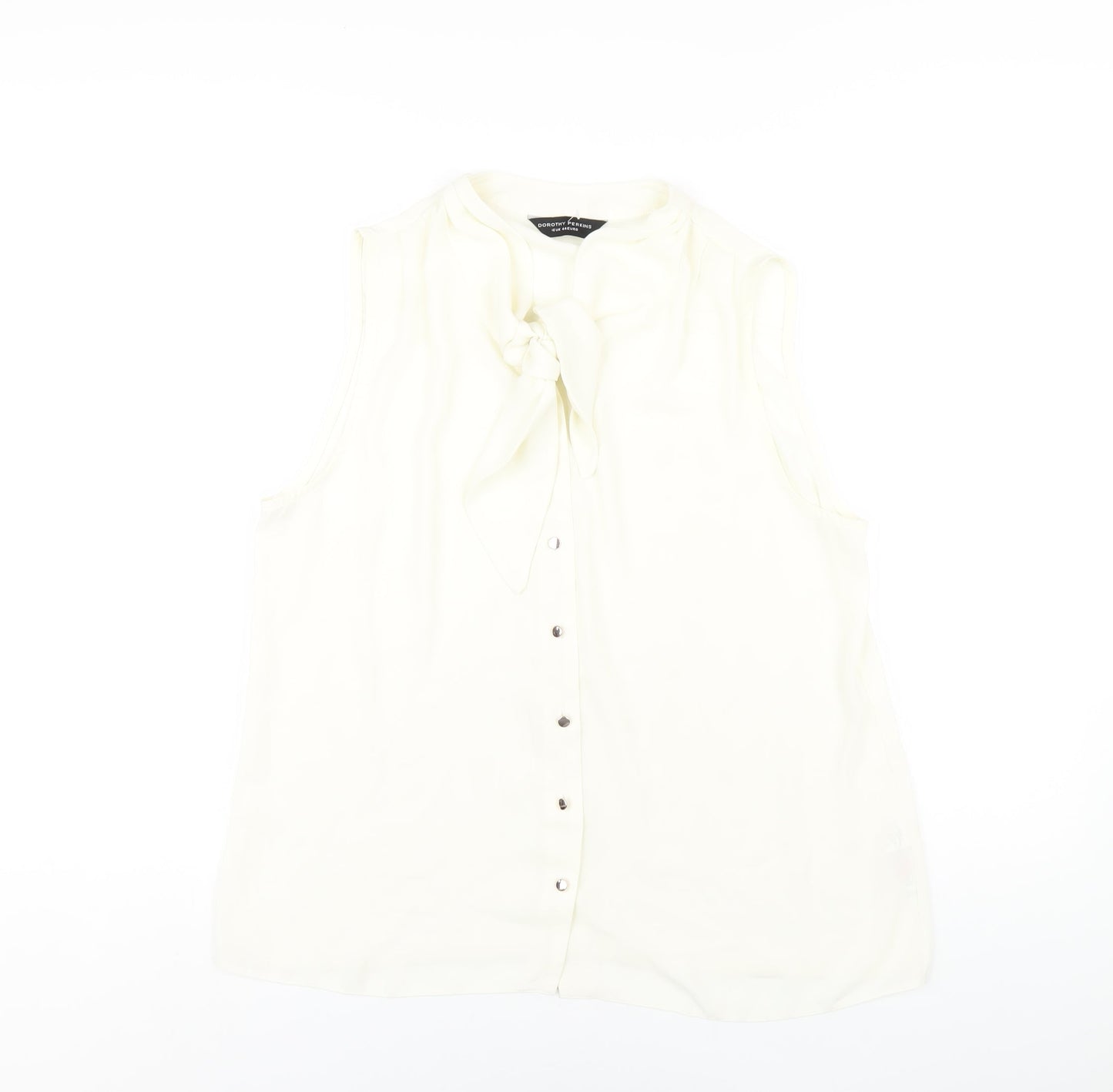 Dorothy Perkins Womens Ivory Polyester Basic Button-Up Size 16 Round Neck