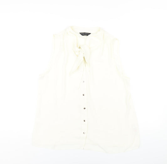 Dorothy Perkins Womens Ivory Polyester Basic Button-Up Size 16 Round Neck