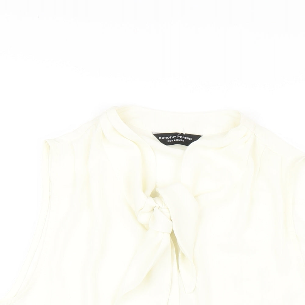 Dorothy Perkins Womens Ivory Polyester Basic Button-Up Size 16 Round Neck
