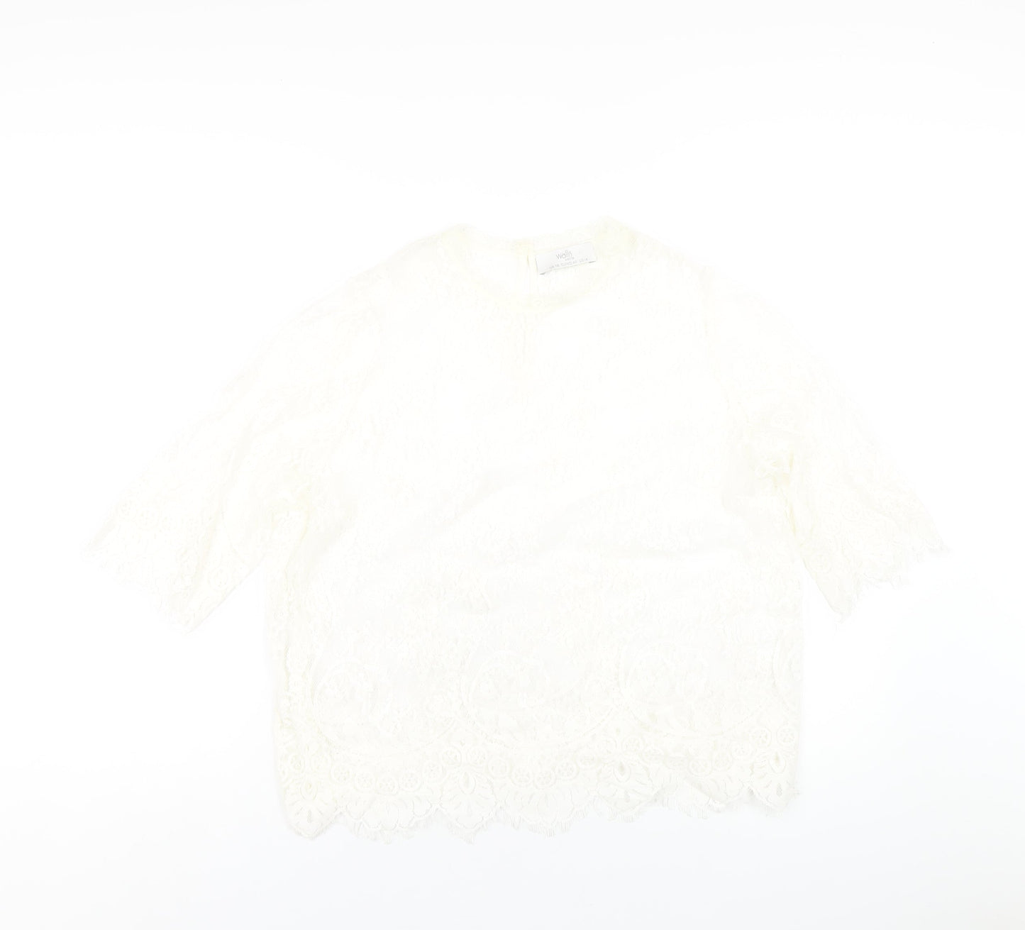 Wallis Womens Ivory Polyester Basic T-Shirt Size 18 Round Neck