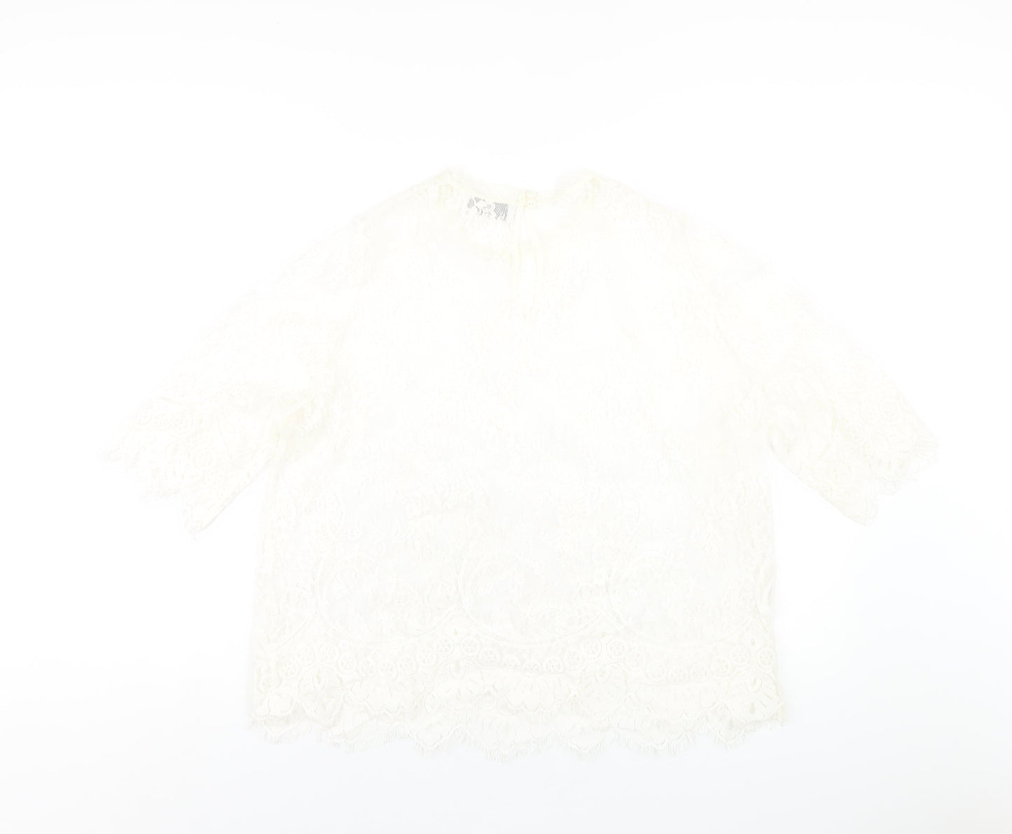 Wallis Womens Ivory Polyester Basic T-Shirt Size 18 Round Neck