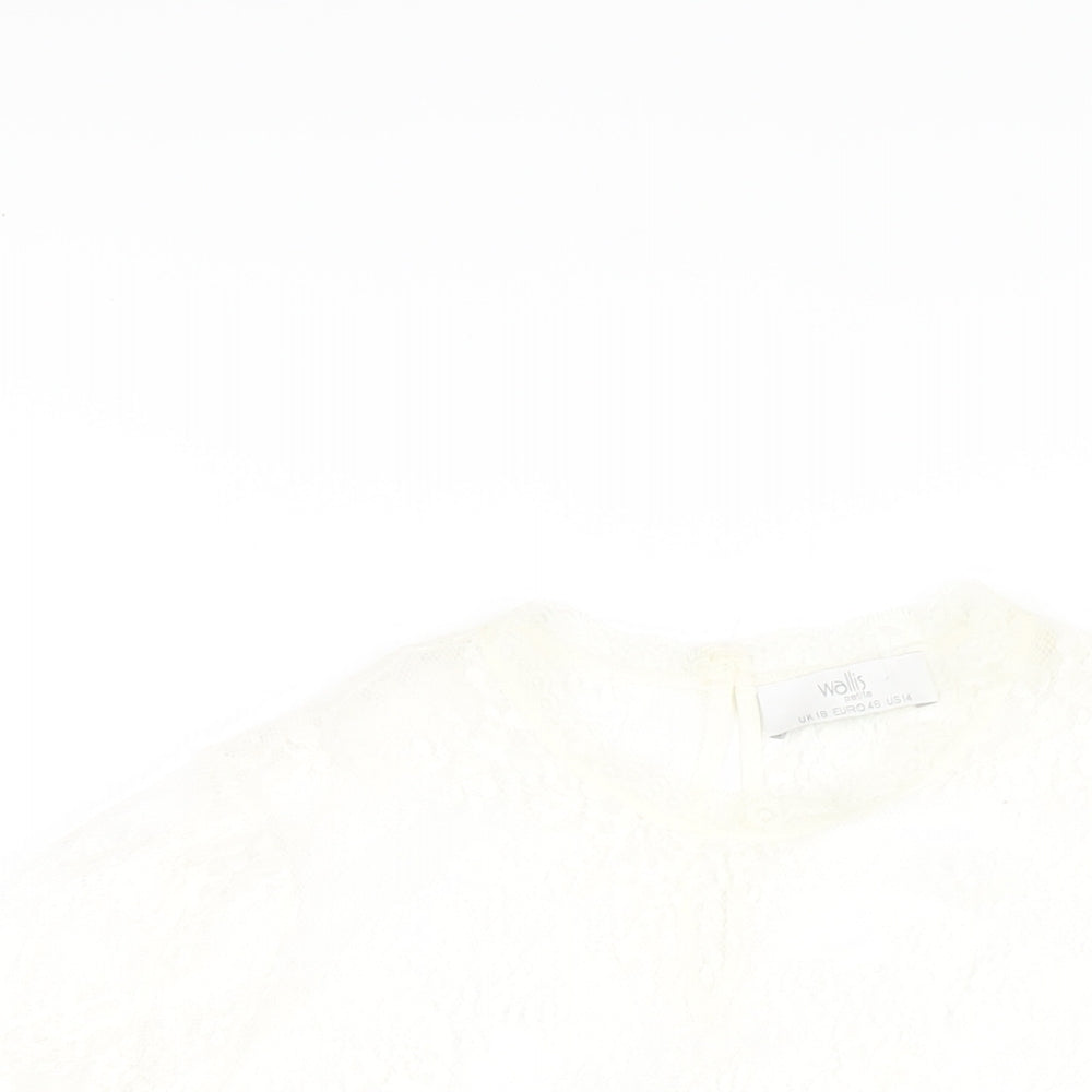 Wallis Womens Ivory Polyester Basic T-Shirt Size 18 Round Neck