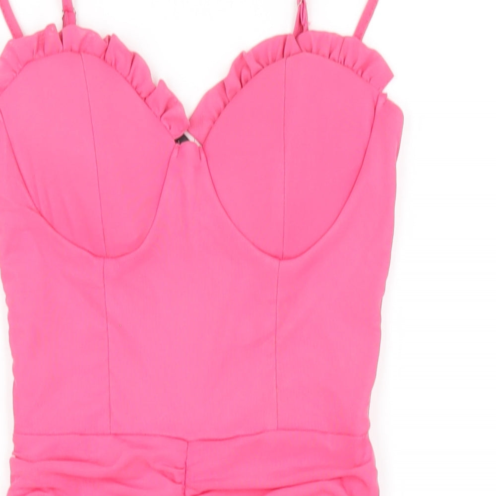 I SAW IT FIRST Womens Pink Polyester Bodycon Size 8 Sweetheart Zip