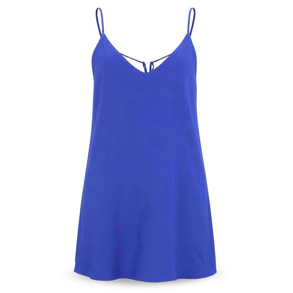 Marks & Spencer Womens Blue Polyester Slip Dress Size 10 V-Neck Pullover