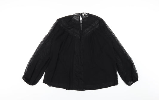 Mango Womens Black Polyester Basic Blouse Size S Mock Neck