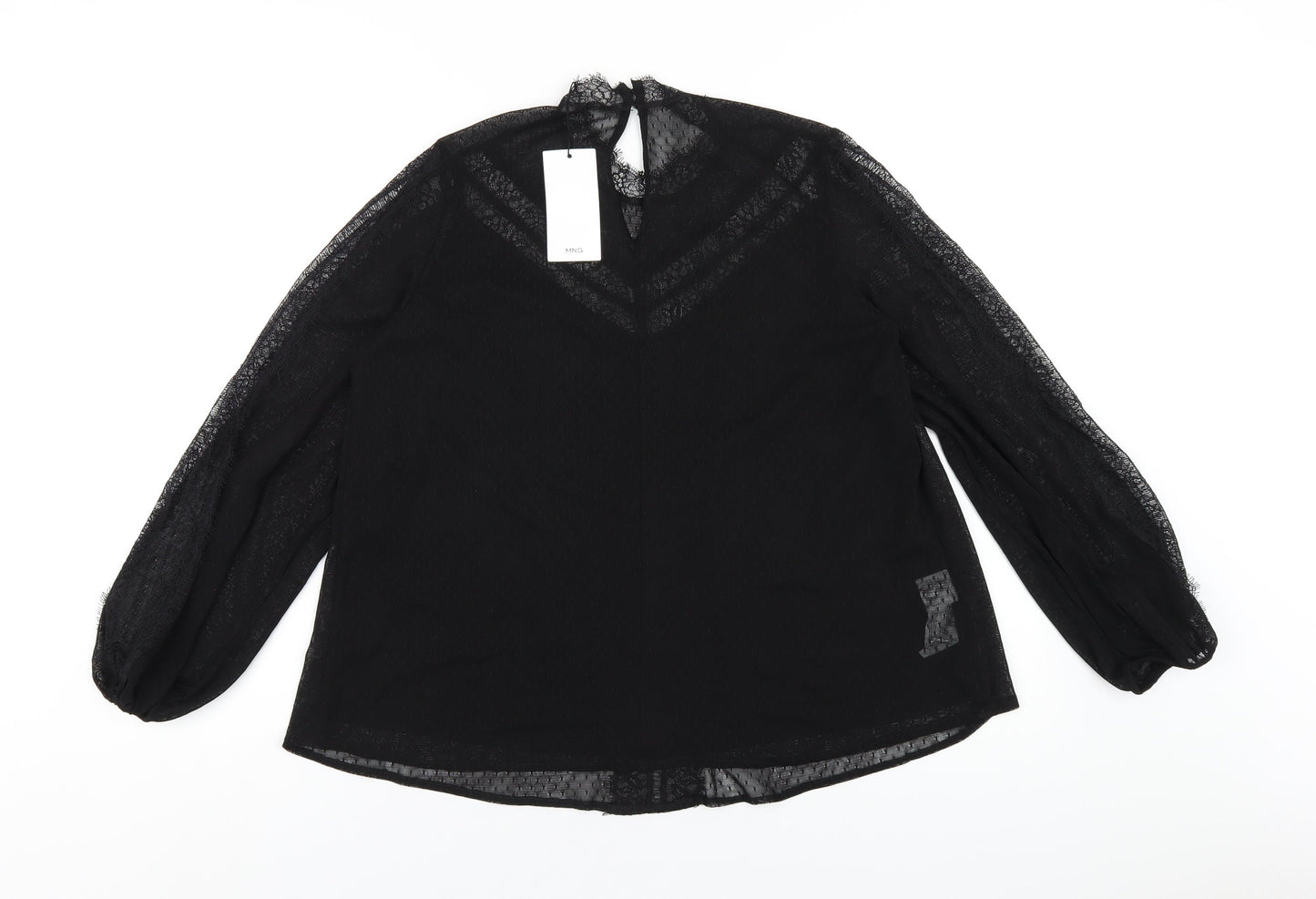 Mango Womens Black Polyester Basic Blouse Size S Mock Neck