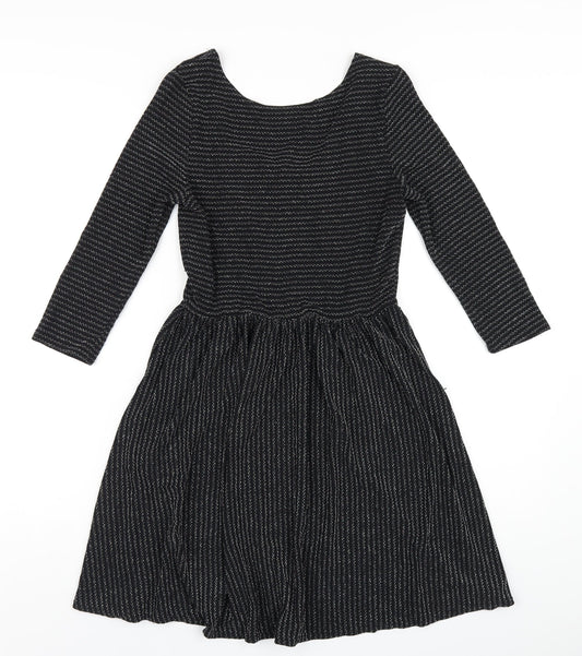 Goldie Womens Black Polyester A-Line Size M Boat Neck Pullover