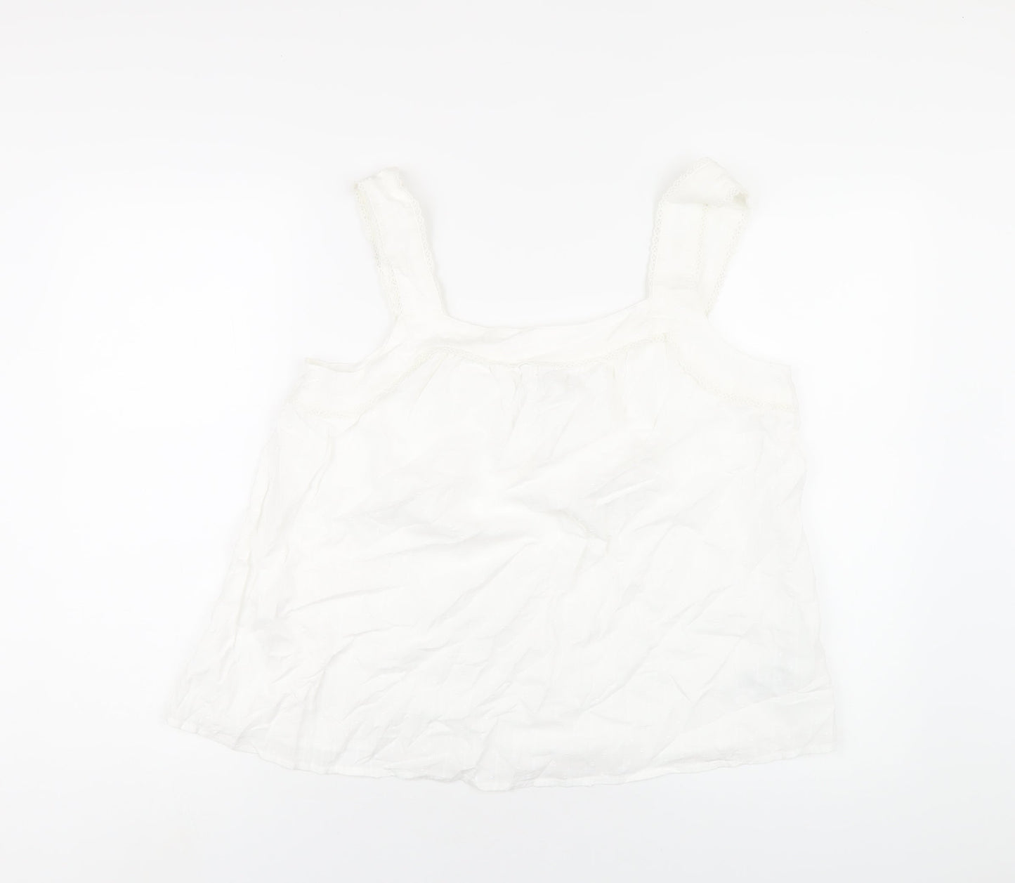 Marks and Spencer Womens White Cotton Basic Blouse Size 14 Square Neck
