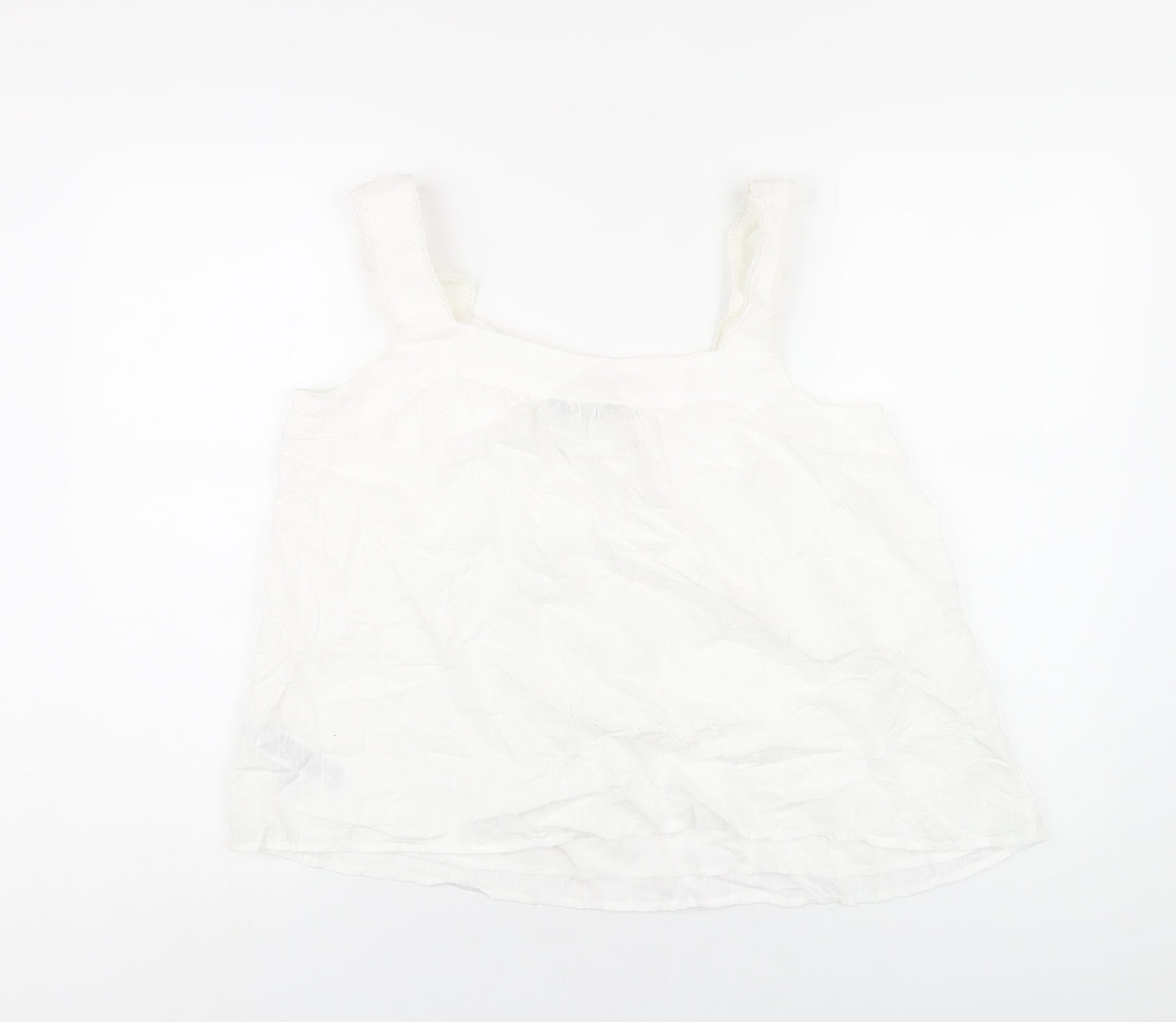 Marks and Spencer Womens White Cotton Basic Blouse Size 14 Square Neck