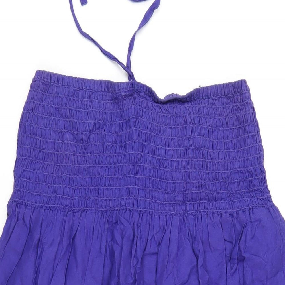 Marks and Spencer Womens Blue Cotton A-Line Size M Square Neck Pullover