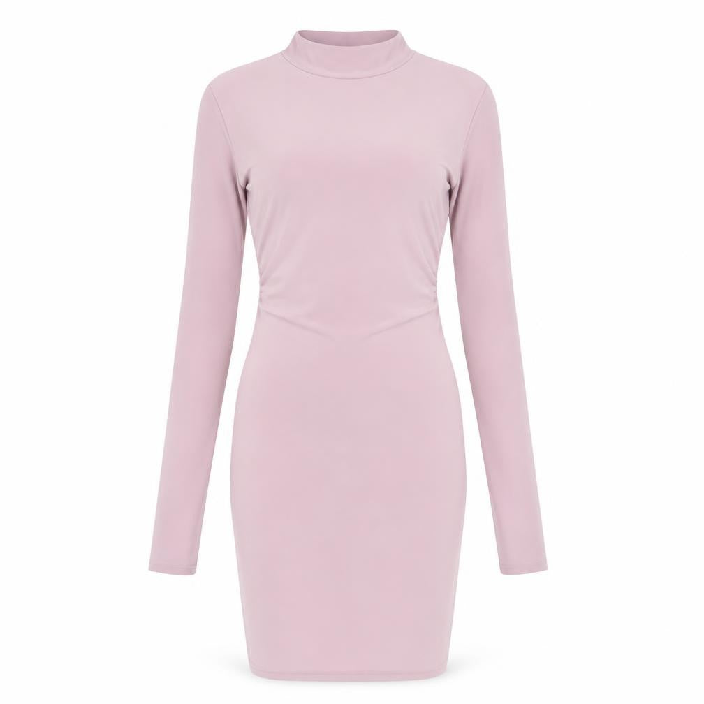 PRETTYLITTLETHING Womens Pink Polyester Bodycon Size 8 Mock Neck Pullover