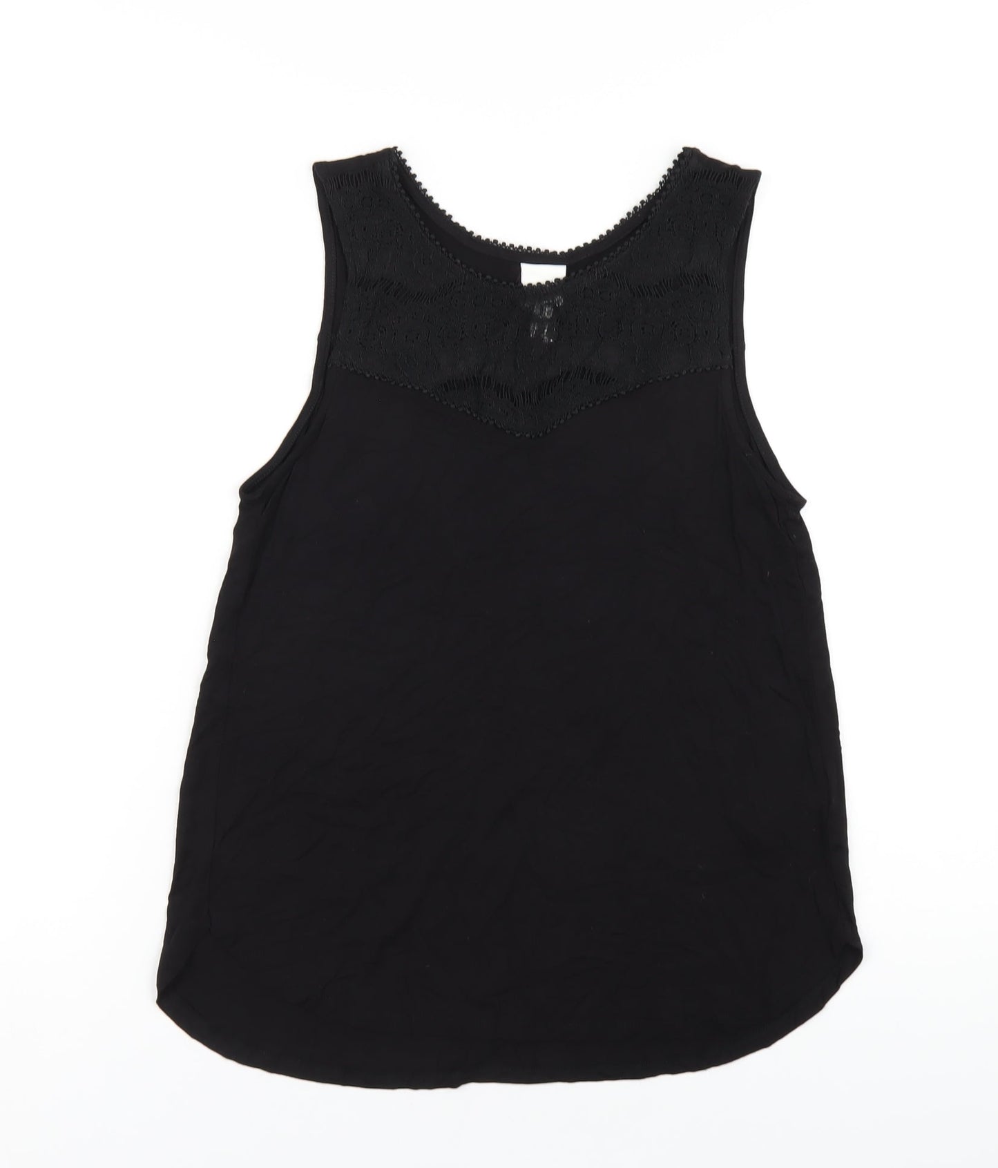 H&M Womens Black Viscose Basic Tank Size S Scoop Neck