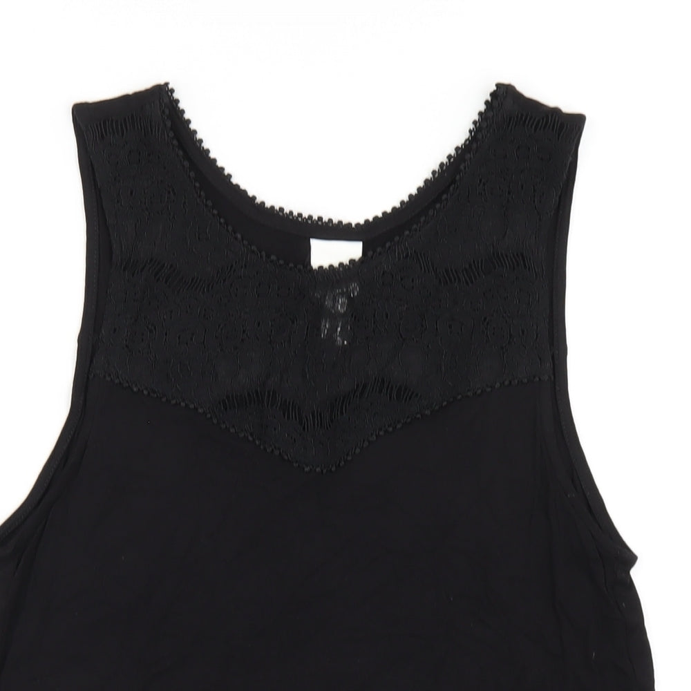 H&M Womens Black Viscose Basic Tank Size S Scoop Neck