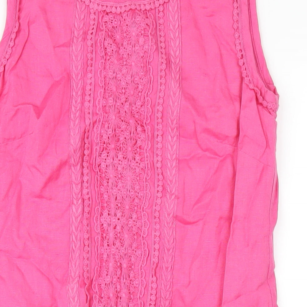 Pomodoro Womens Pink Cotton A-Line Size 12 Round Neck Zip