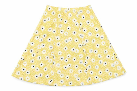 Damart Womens Yellow Floral Polyester A-Line Skirt Size 16