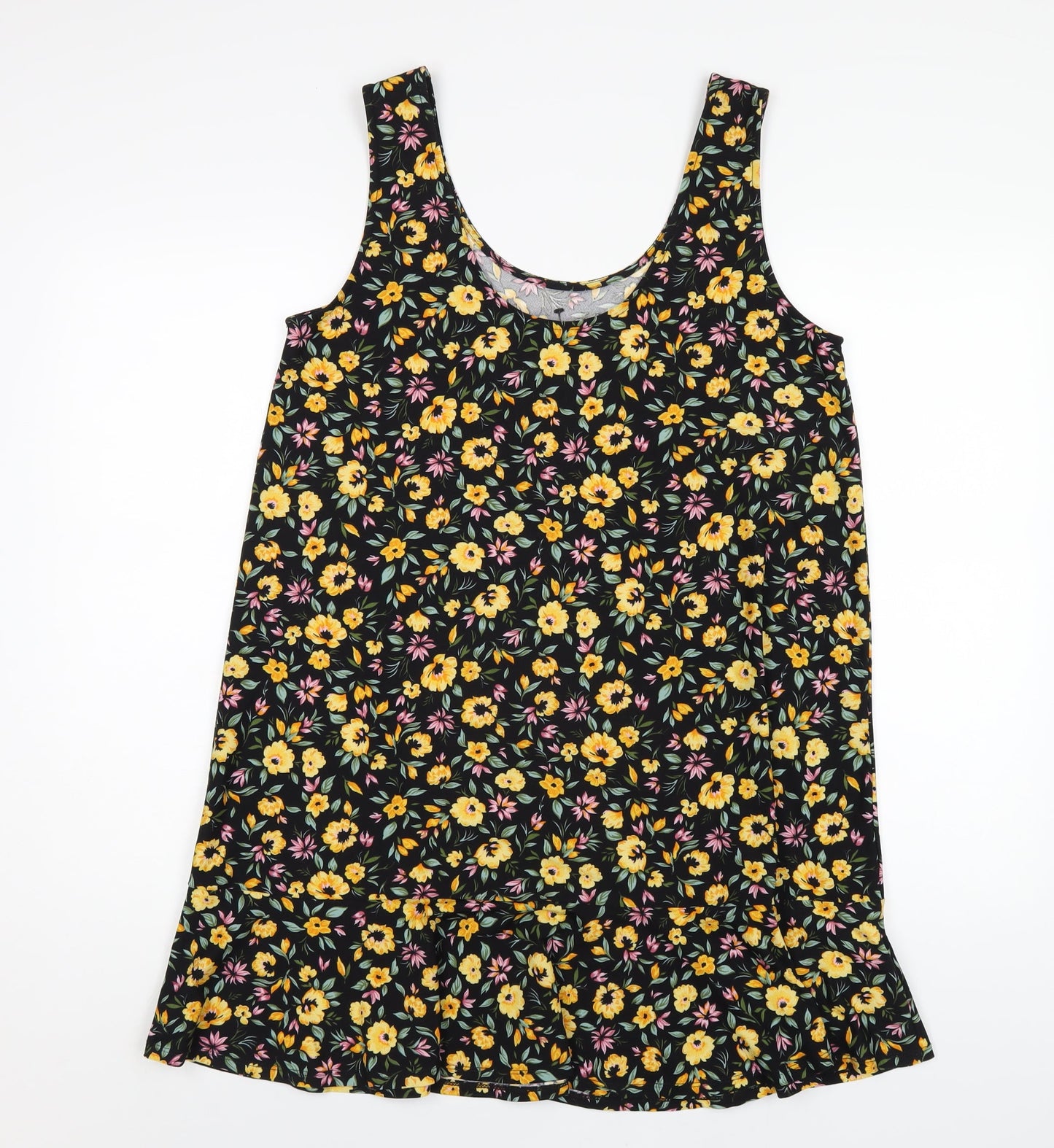 Mango Womens Multicoloured Floral Polyester Tank Dress Size M Scoop Neck Pullover