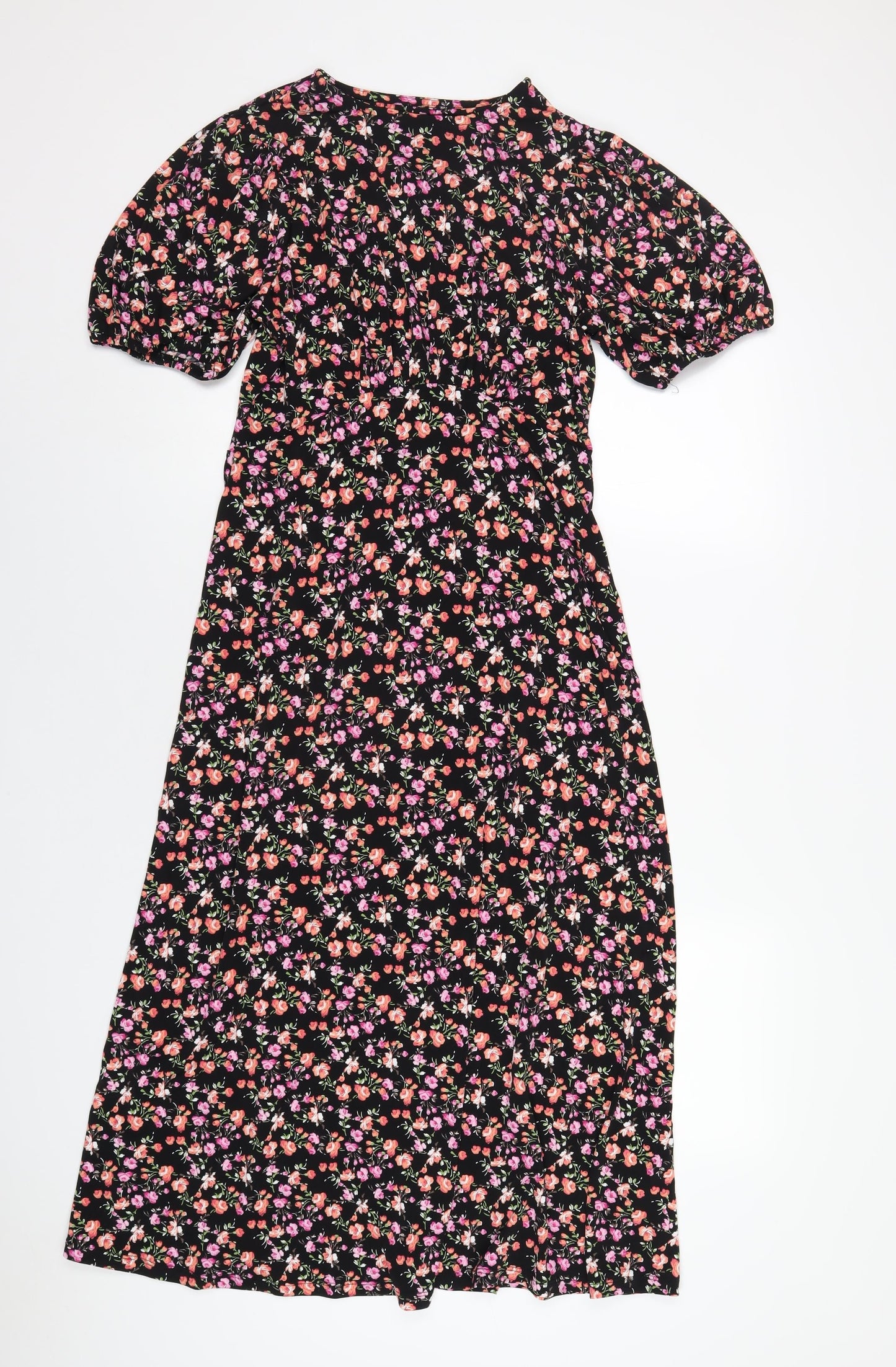 Lipsy Womens Black Floral Polyester Maxi Size 12 Round Neck Pullover