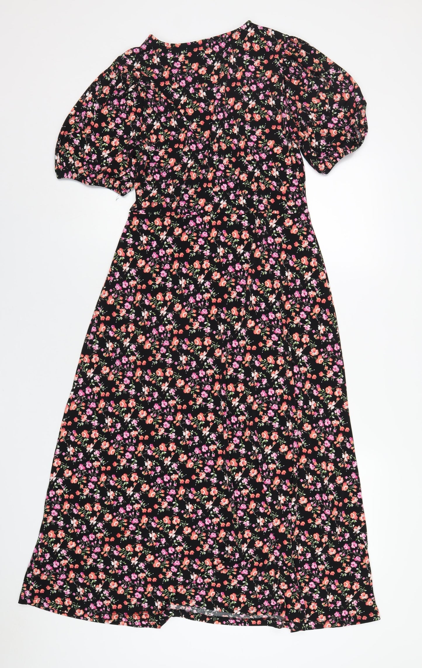 Lipsy Womens Black Floral Polyester Maxi Size 12 Round Neck Pullover