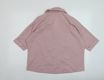 Nasty Gal Womens Pink Polyester Basic Button-Up Size 8 V-Neck
