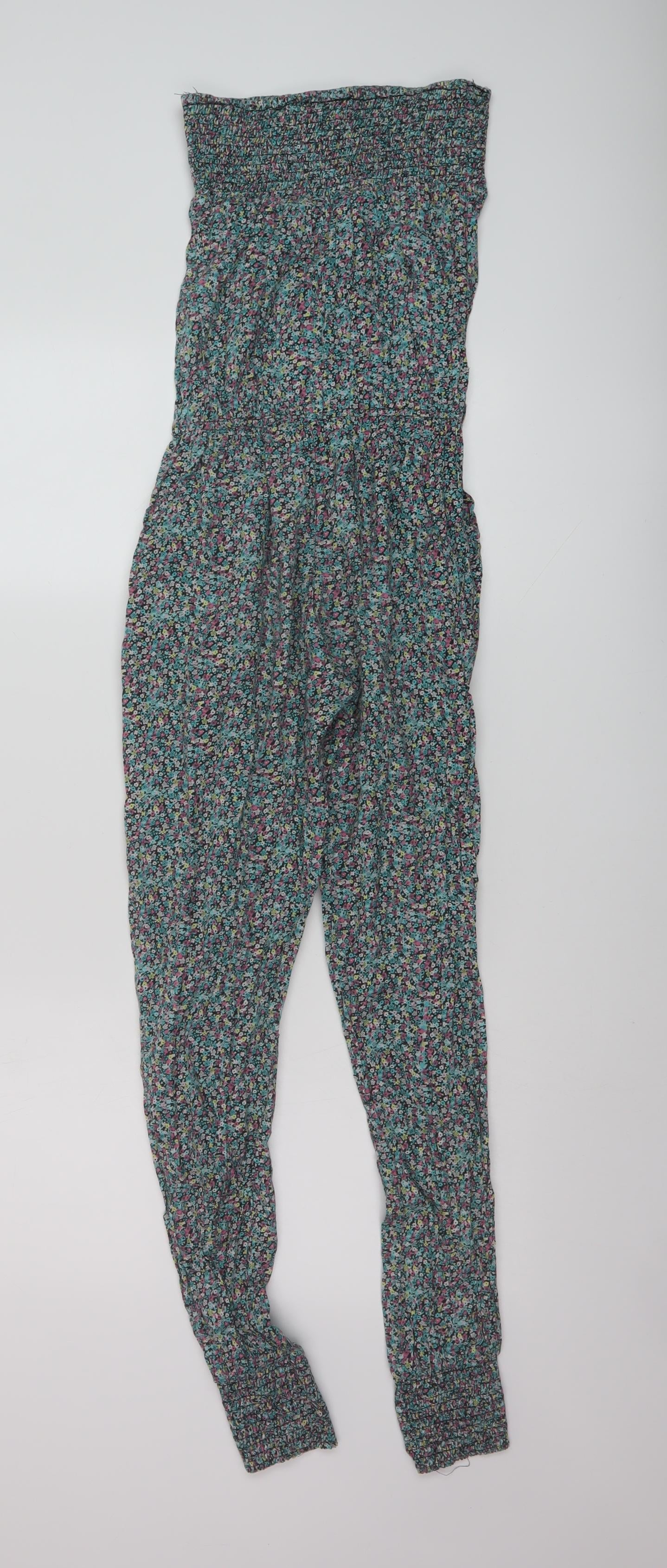 New Look Girls Multicoloured Floral Cotton Jumpsuit One-Piece Size 10 Years Pullover