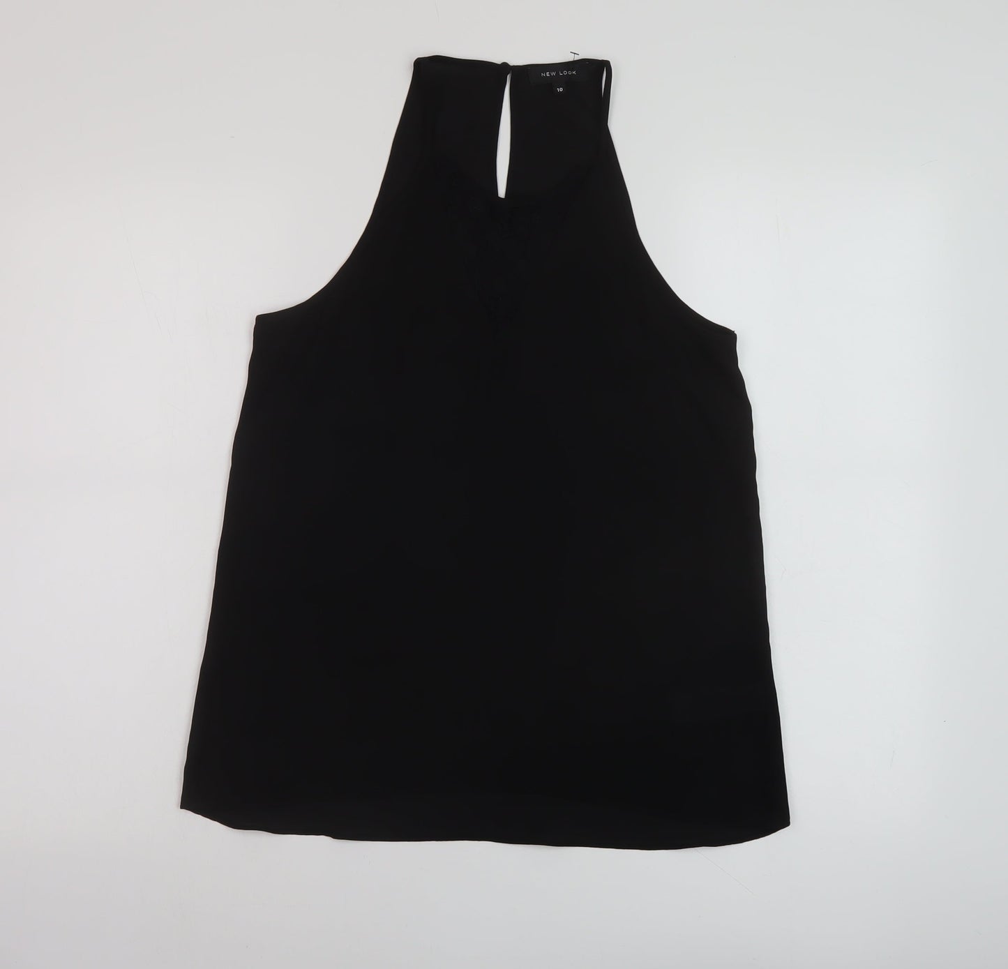 New Look Womens Black Polyester Basic Tank Size 10 Round Neck