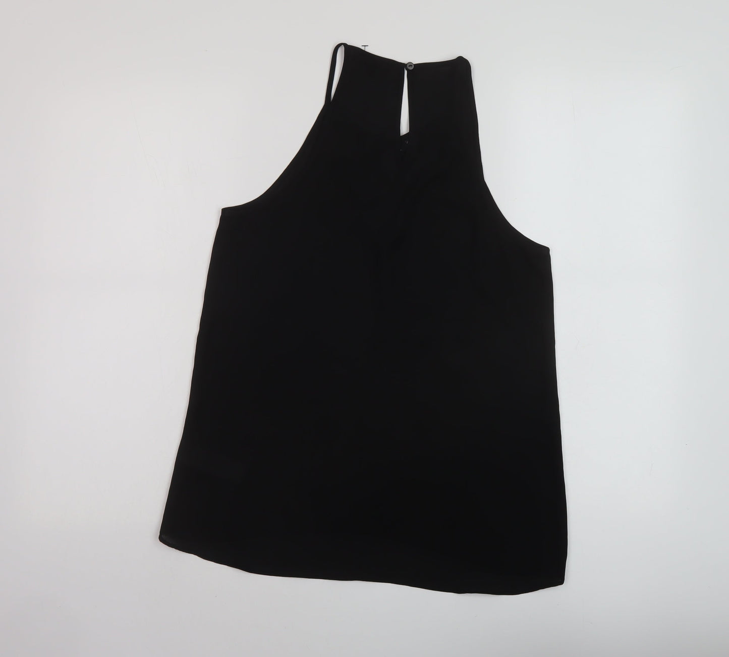 New Look Womens Black Polyester Basic Tank Size 10 Round Neck