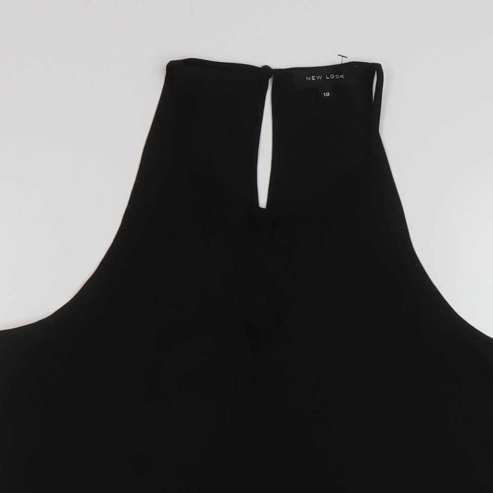 New Look Womens Black Polyester Basic Tank Size 10 Round Neck