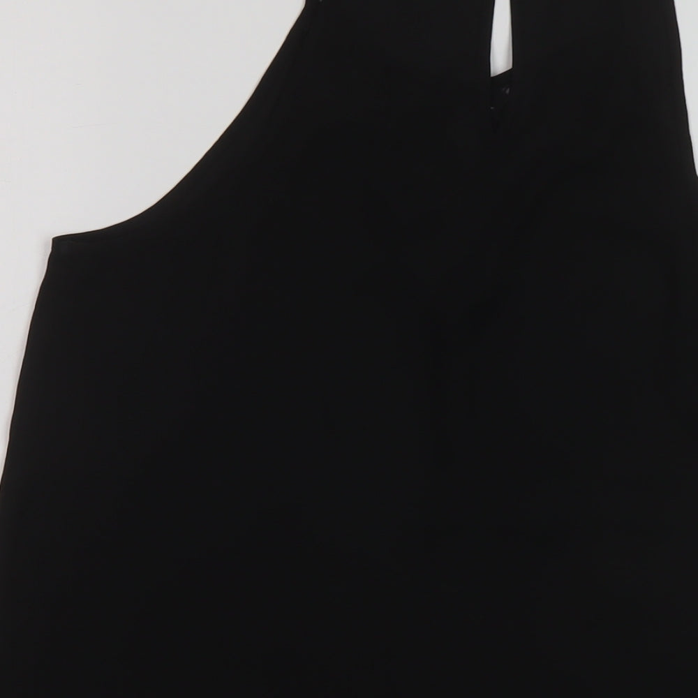 New Look Womens Black Polyester Basic Tank Size 10 Round Neck