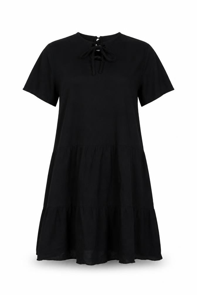 Very Womens Black Cotton A-Line Size 10 Round Neck Tie