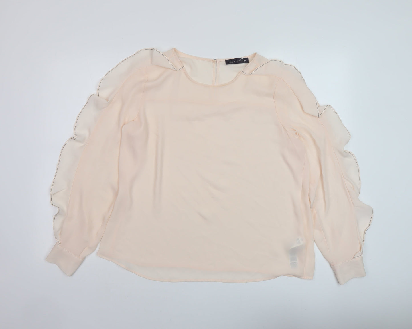 Marks and Spencer Womens Pink Polyester Basic Blouse Size 14 Round Neck
