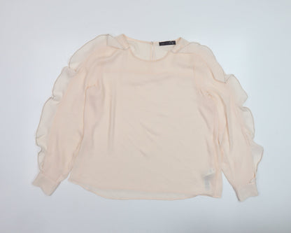 Marks & Spencer Womens Pink Polyester Basic Blouse Size 14 Round Neck