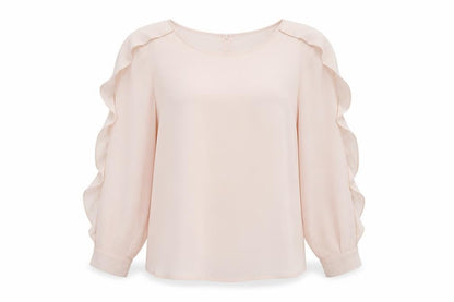 Marks & Spencer Womens Pink Polyester Basic Blouse Size 14 Round Neck
