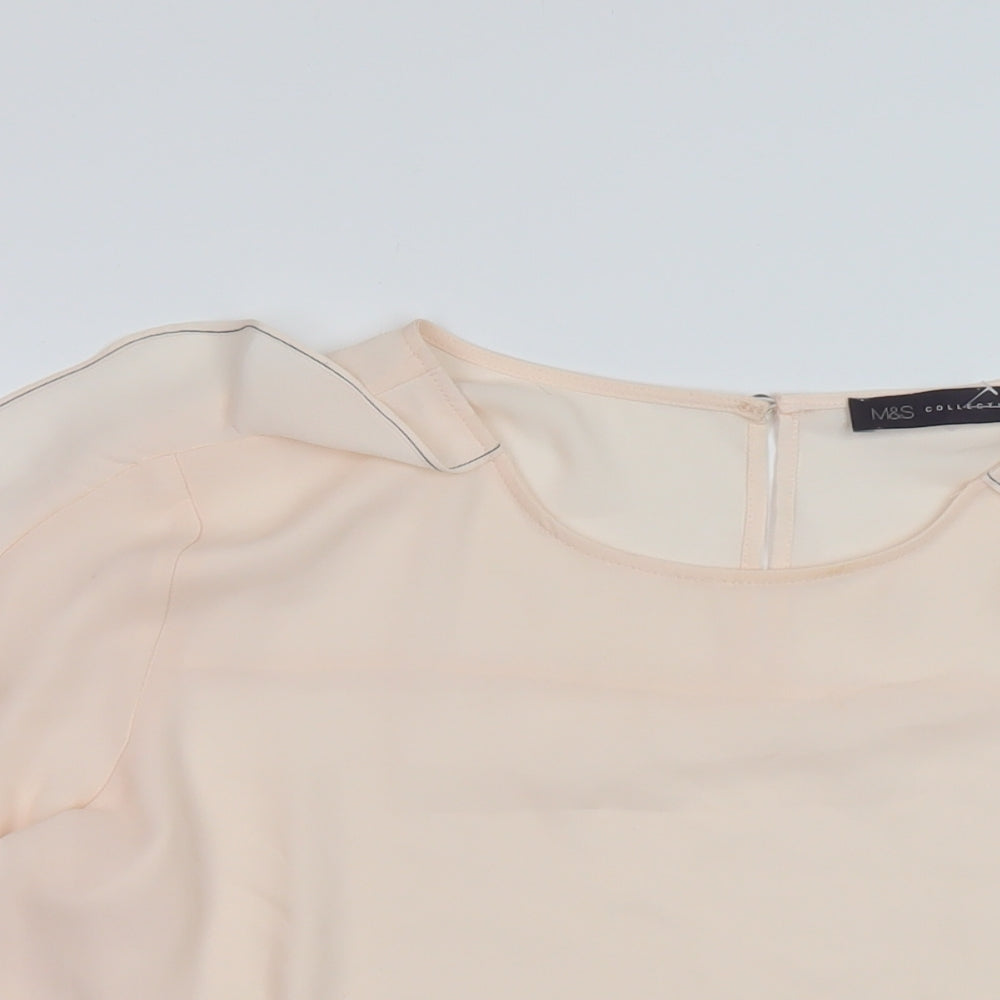 Marks and Spencer Womens Pink Polyester Basic Blouse Size 14 Round Neck