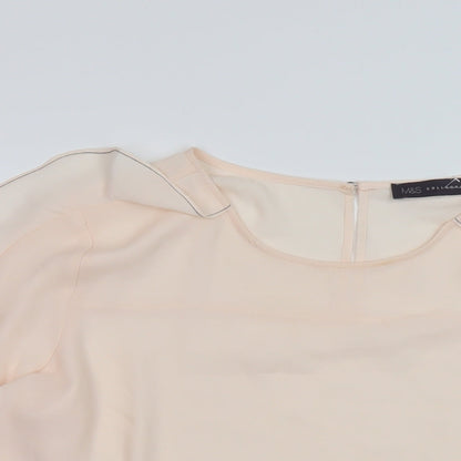 Marks & Spencer Womens Pink Polyester Basic Blouse Size 14 Round Neck