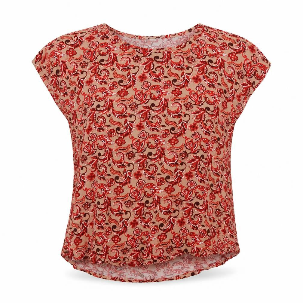L'ocean Sud Womens Multicoloured Geometric Viscose Basic Blouse Size M Round Neck
