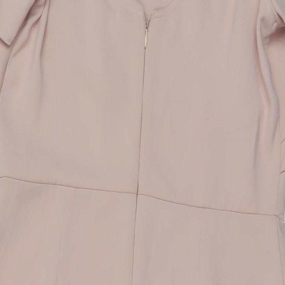 Very Womens Pink Polyester Sheath Size 12 Square Neck Zip