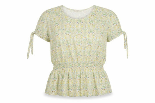Fat Womens Green Floral Cotton Basic T-Shirt Size 12 Round Neck